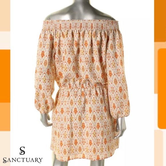 SANCTUARY Chic Orange Multi Abstract Peasant Dress - Picture 3 of 4